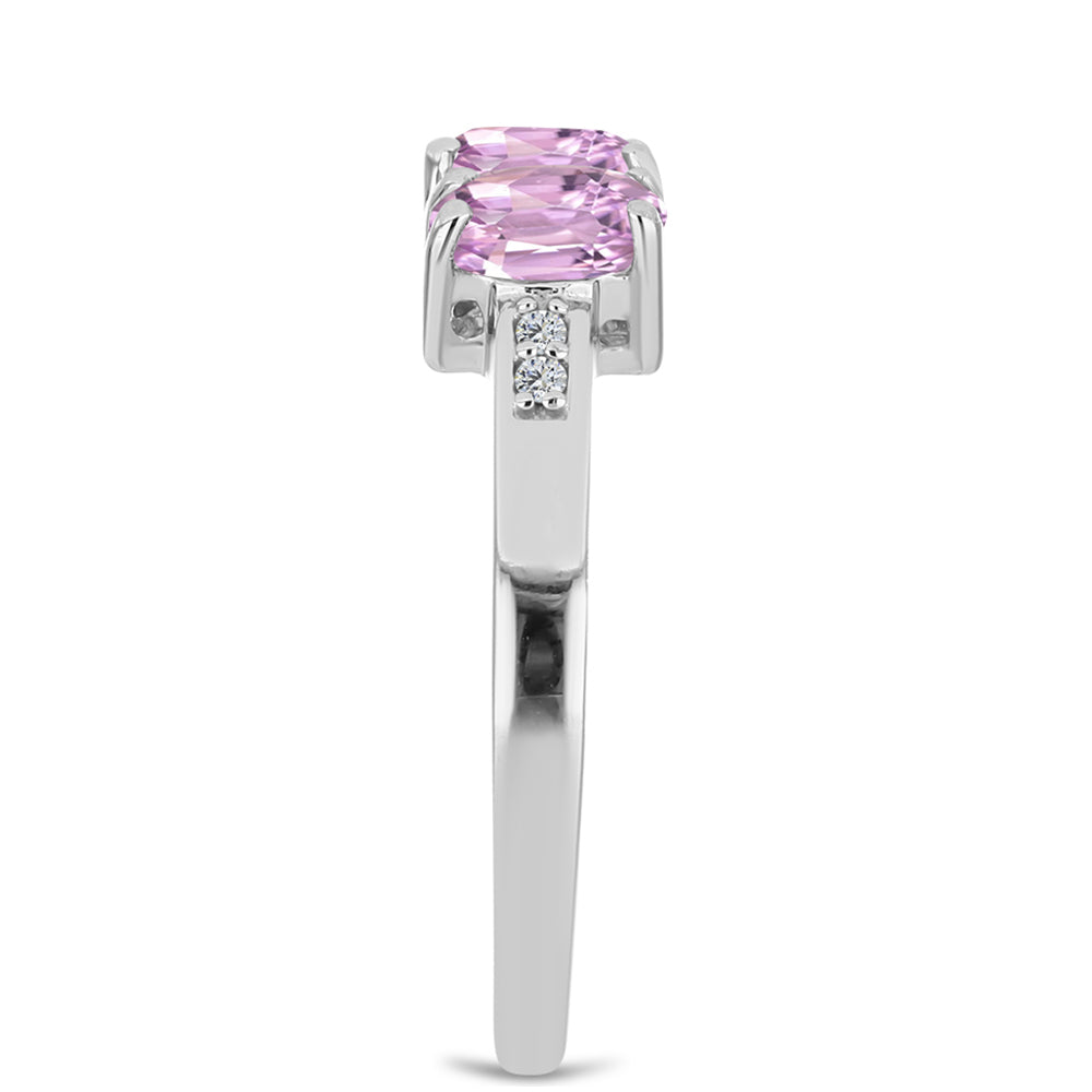 Anillo de Plata con Kunzita de Pala y Topacio Blanco 4 