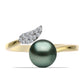 Anillo de Plata Bañada en Oro con Perla de río Tahiti verde ilusión y Topacio Blanco