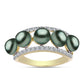Anillo de Plata Bañada en Oro con Perla de río Tahiti verde ilusión y Topacio Blanco