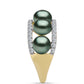 Anillo de Plata Bañada en Oro con Perla de río Tahiti verde ilusión y Topacio Blanco