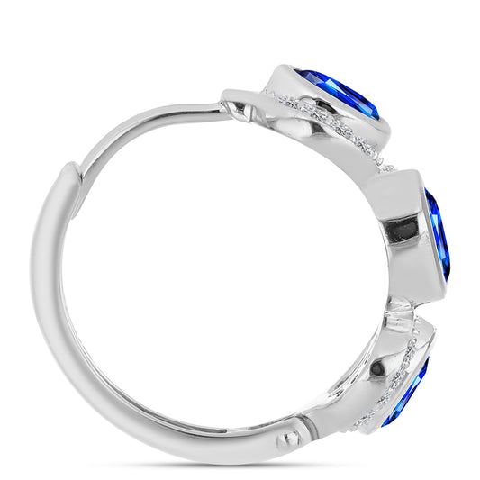 Pendientes de Plata con Zafiro Azul Australiano y Topacio Blanco