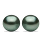 Pendientes de Plata Bañada en Oro con Perla de río Tahiti verde ilusión