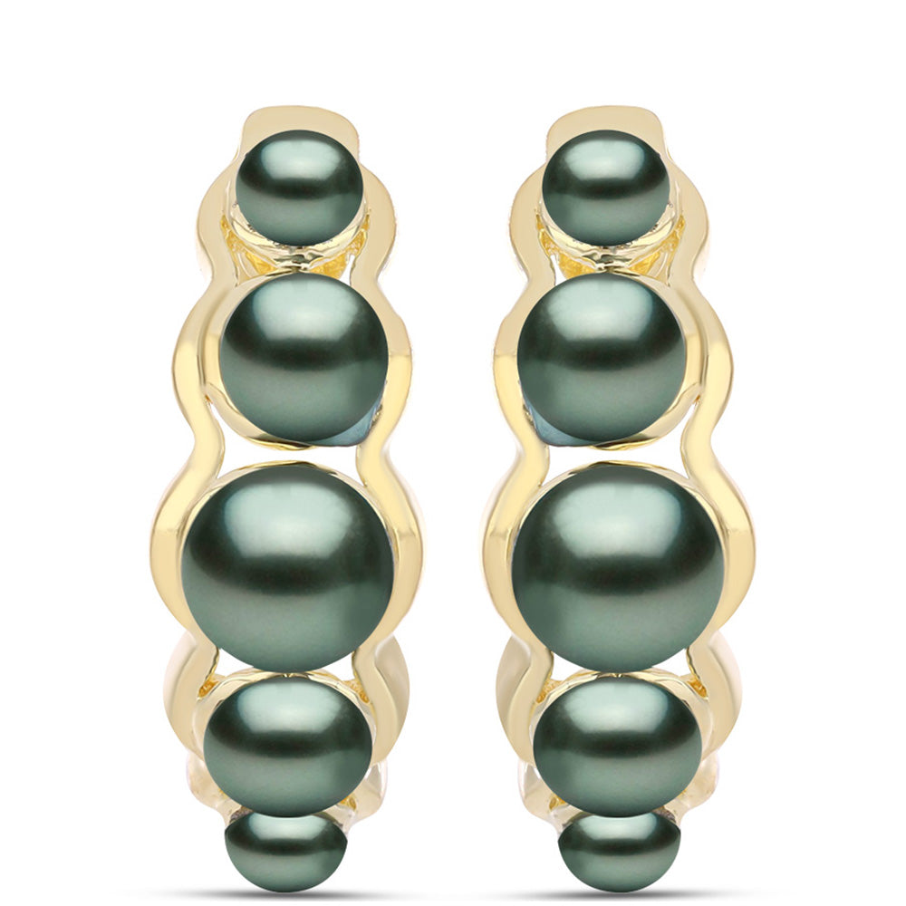 Pendientes de Plata Bañada en Oro con Perla de río Tahiti verde ilusión 1 