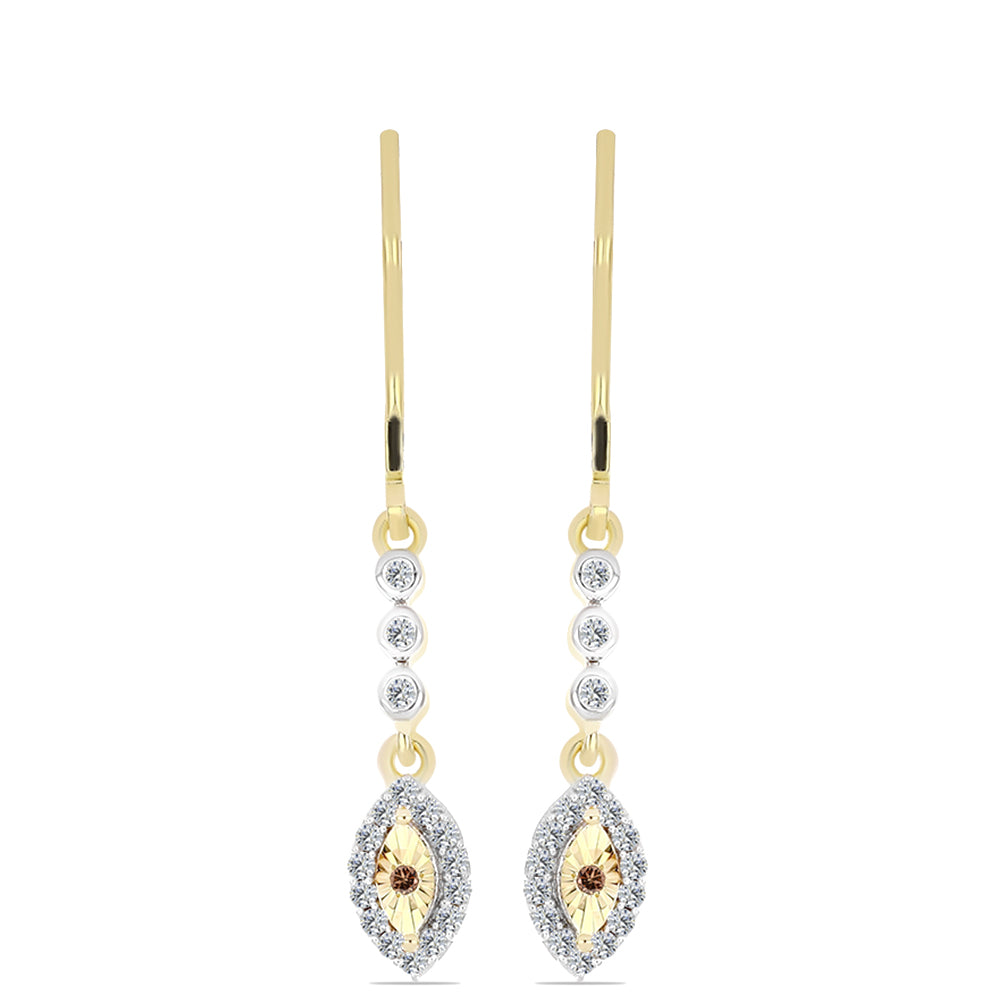 Pendientes de Plata Bañada en Oro con Diamante Cognac y Topacio Blanco