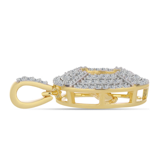 Colgante de Plata Bañada en Oro con Diamante Cognac y Topacio Blanco