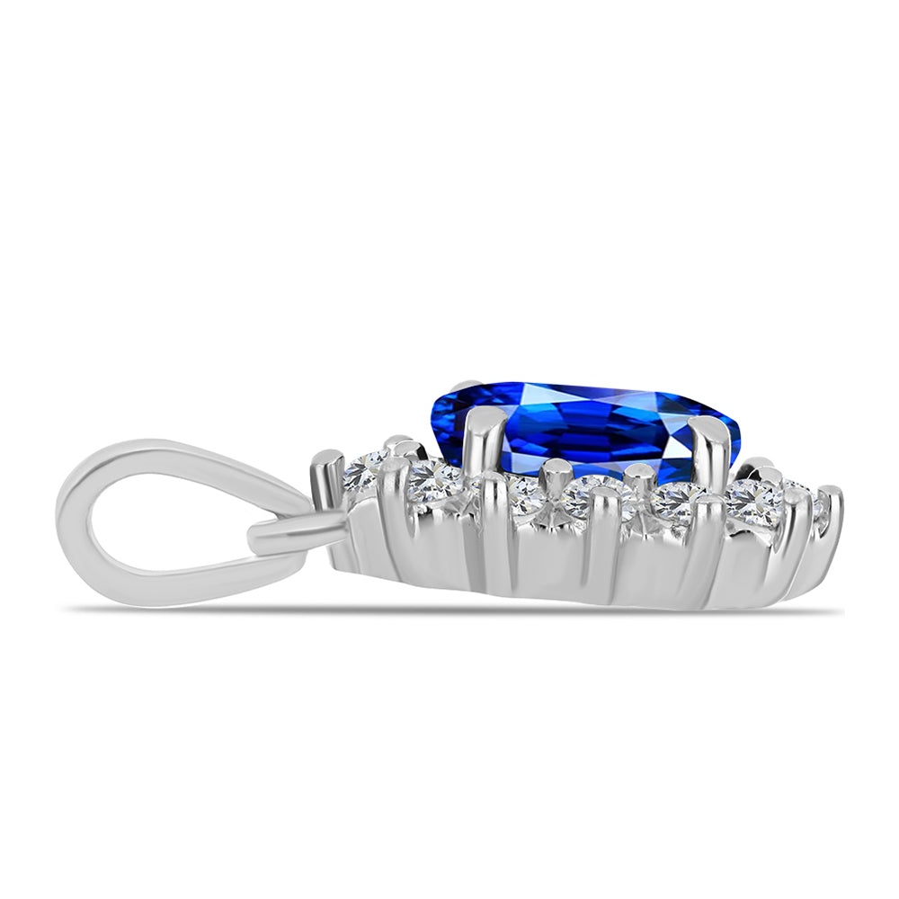 Colgante de Plata con Zafiro Azul Australiano y Topacio Blanco 2 