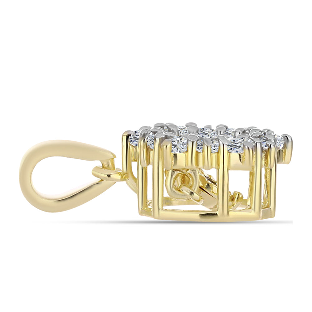 Colgante de Plata Bañada en Oro con Diamante Cognac y Topacio Blanco