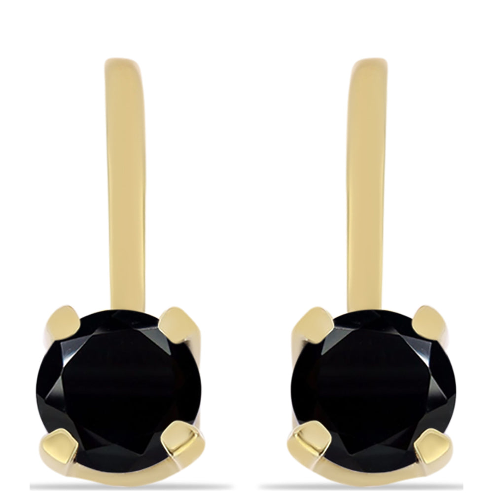 Pendientes de Plata Bañada en Oro con Ónix Negro