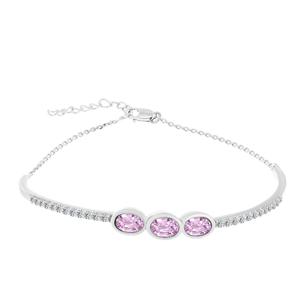 Pulsera de Plata con Kunzita de Pala y Topacio Blanco 1 