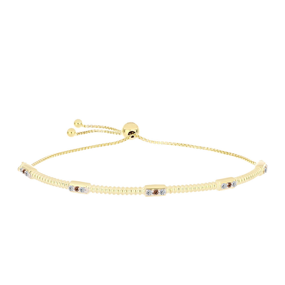 Pulsera de Plata Bañada en Oro con Diamante Cognac y Topacio Blanco 1 
