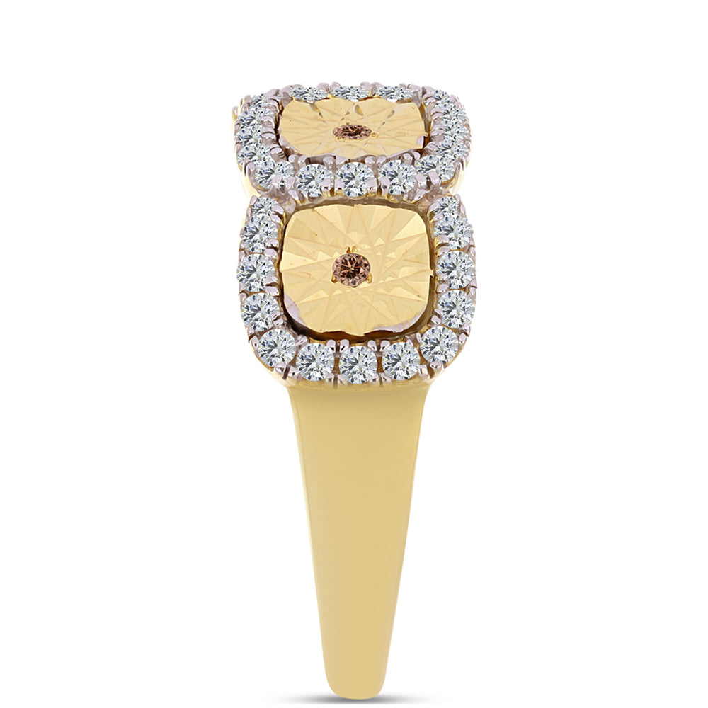 Anillo de Plata Bañada en Oro con Diamante Cognac y Topacio Blanco 4 