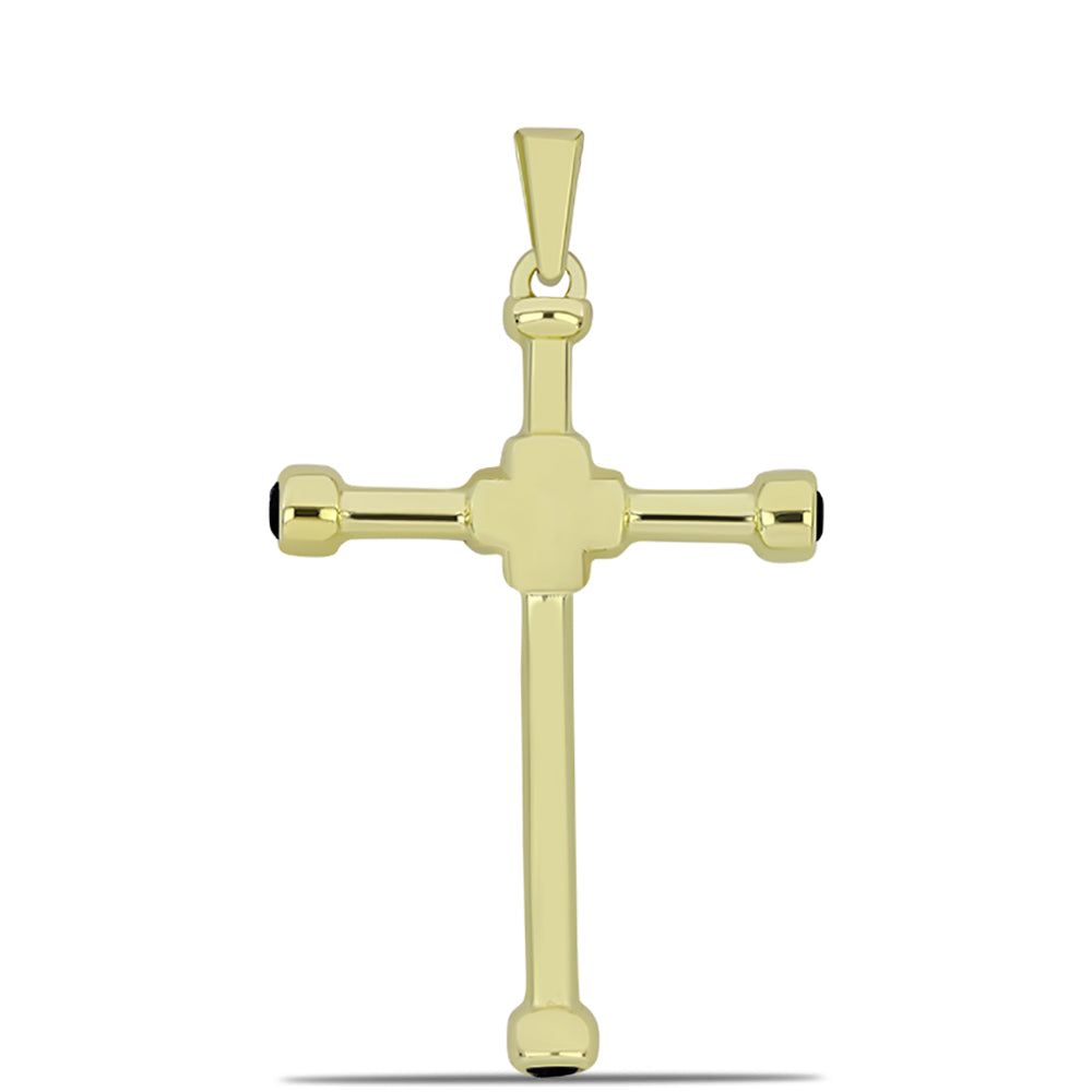 Colgante de Plata Bañada en Oro con Ónix Negro