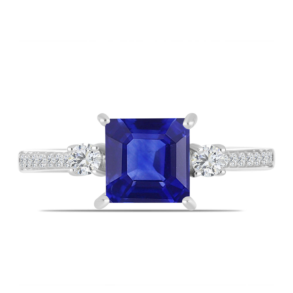 Anillo de Plata con Zafiro Azul Australiano y Topacio Blanco 1 