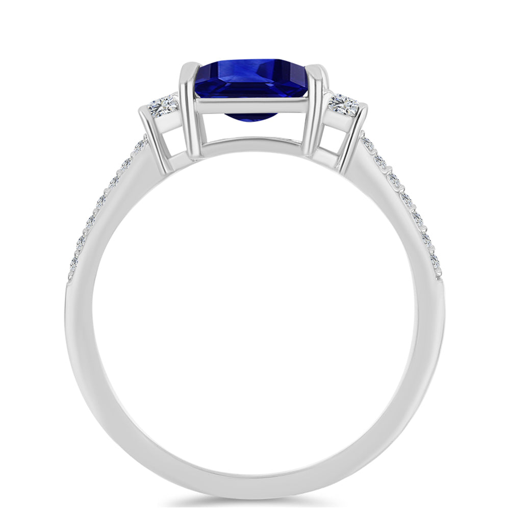Anillo de Plata con Zafiro Azul Australiano y Topacio Blanco 2 