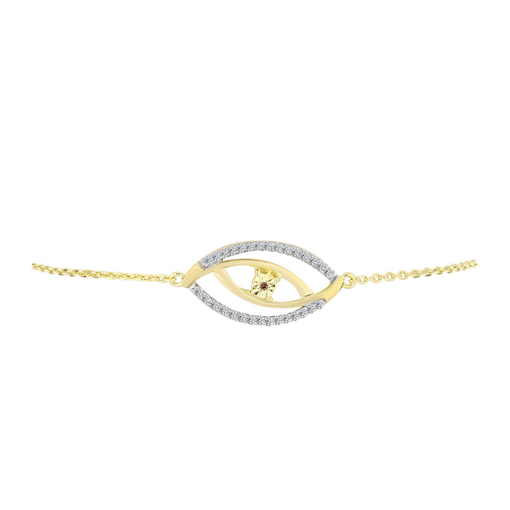 Pulsera de Plata Bañada en Oro con Diamante Cognac y Topacio Blanco 2 