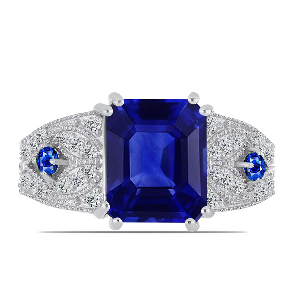 Anillo de Plata con Zafiro Azul Australiano y Topacio Blanco 1 