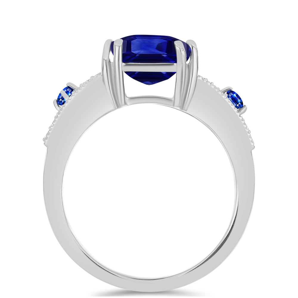 Anillo de Plata con Zafiro Azul Australiano y Topacio Blanco