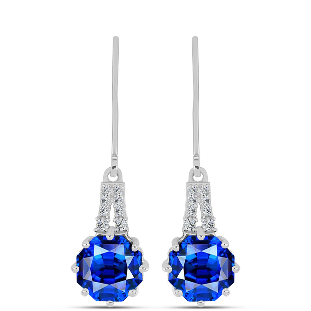 Pendientes de Plata con Zafiro Azul Australiano y Topacio Blanco 1 
