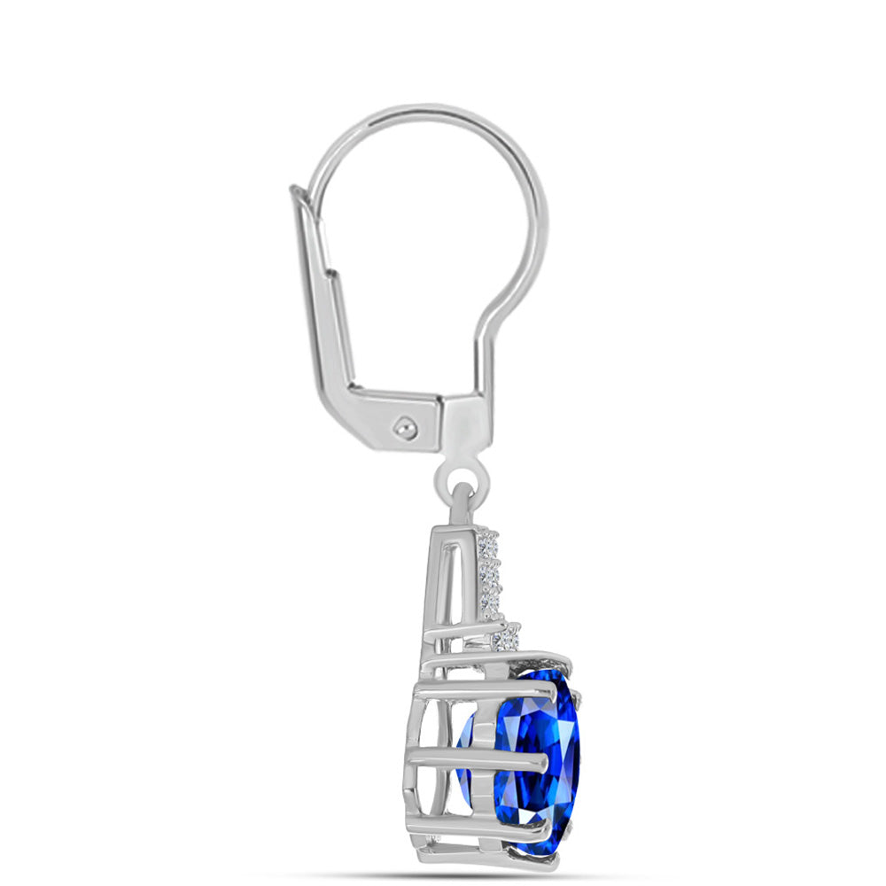 Pendientes de Plata con Zafiro Azul Australiano y Topacio Blanco 2 