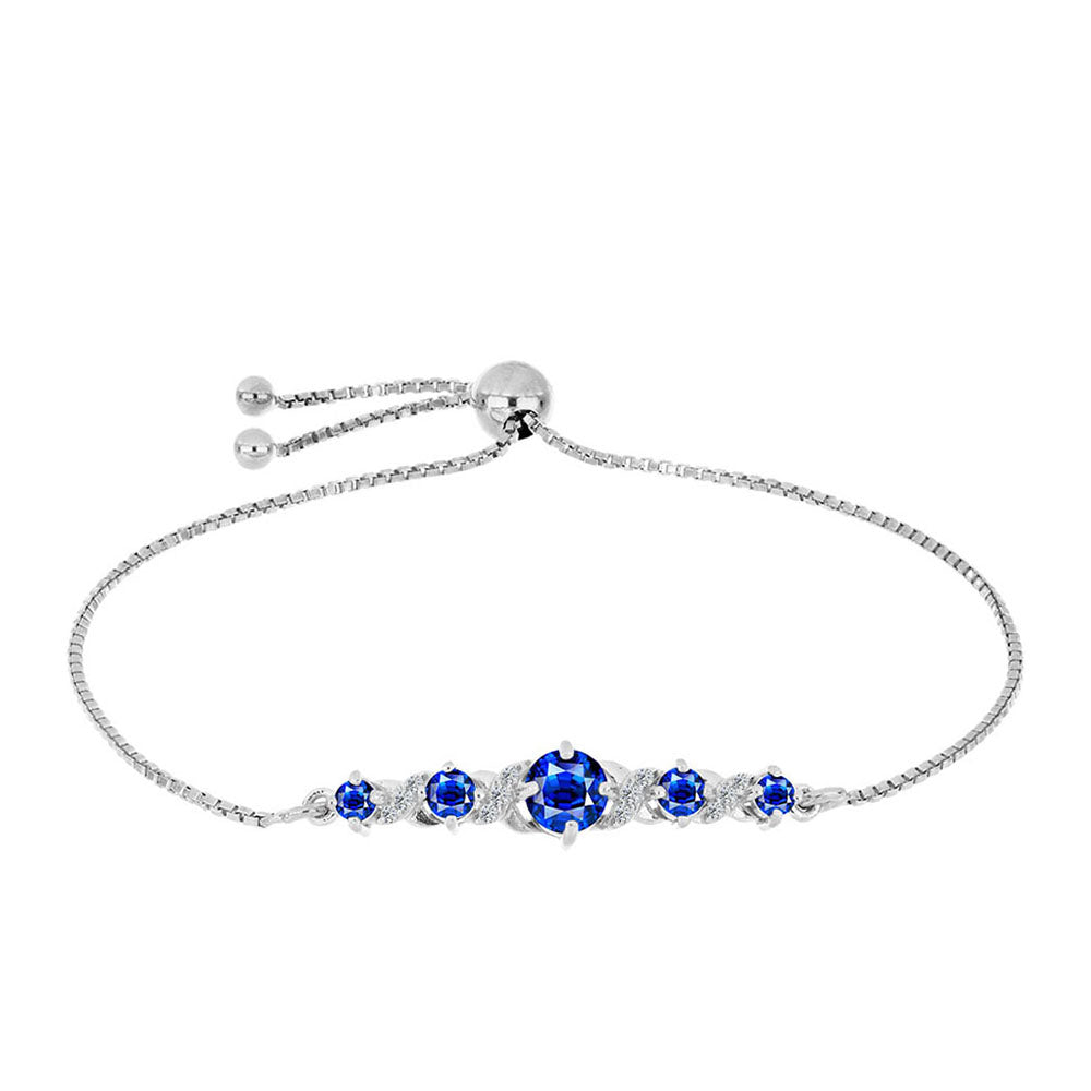 Pulsera de Plata con Zafiro Azul Australiano y Topacio Blanco 1 