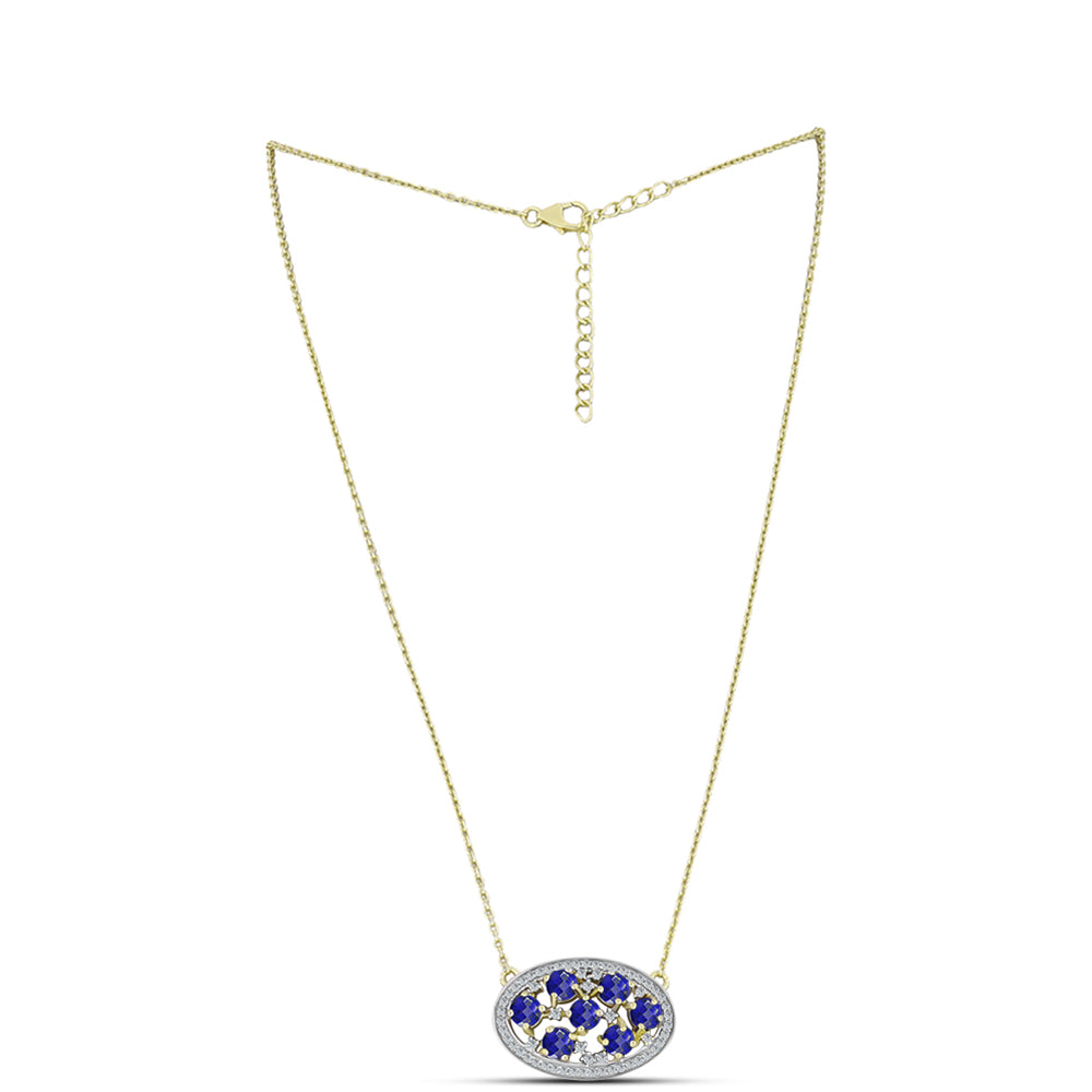Collar de Plata Bañada en Oro con Lapislázuli y Topacio Blanco 1 