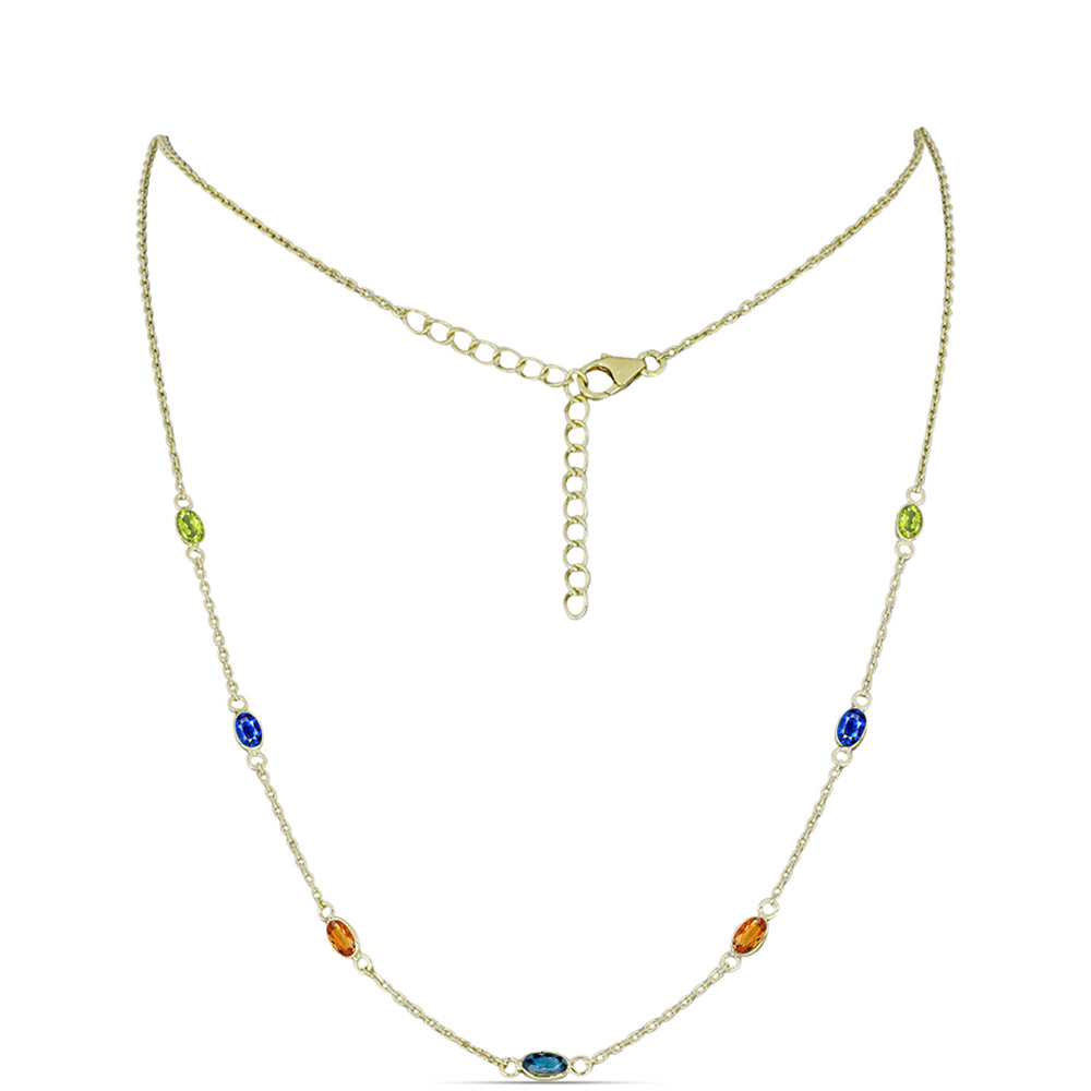 Collar de Plata Bañada en Oro con Zafiro Arco Iris 1 