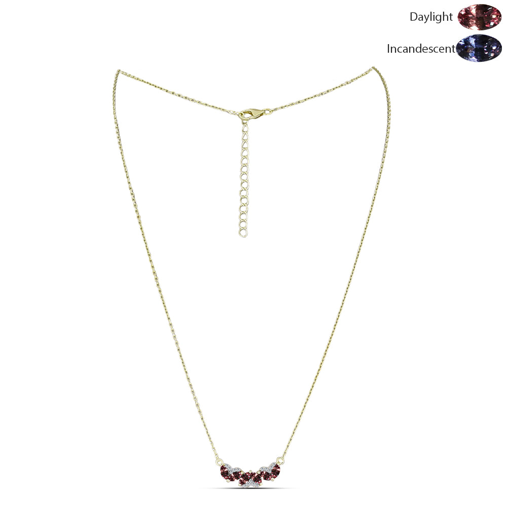 Collar de Plata Bañada en Oro con Granate Multicolor de Tsivory y Topacio Blanco 1 