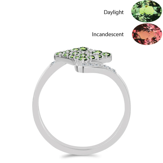 Anillo de Plata con Alejandrita natural y Topacio Blanco