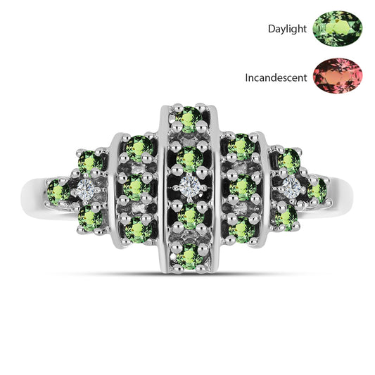 Anillo de Plata con Alejandrita natural y Topacio Blanco