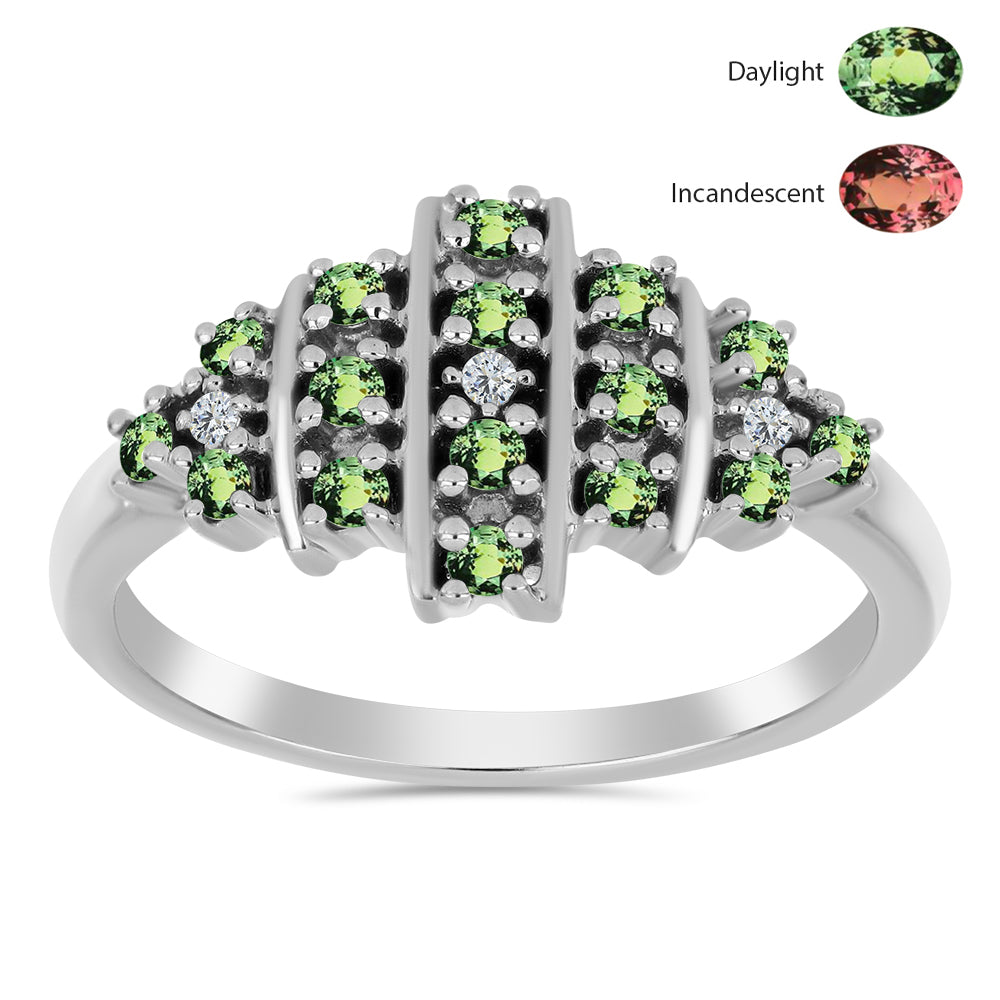 Anillo de Plata con Alejandrita natural y Topacio Blanco 3 