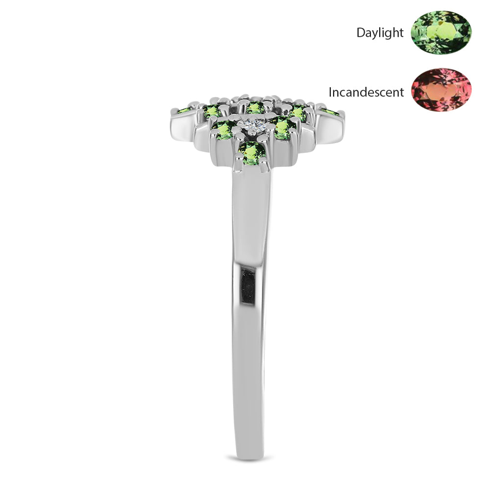 Anillo de Plata con Alejandrita natural y Topacio Blanco 4 