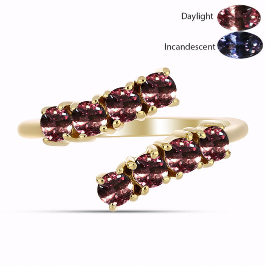 Anillo de Plata Bañada en Oro con Granate Multicolor de Tsivory