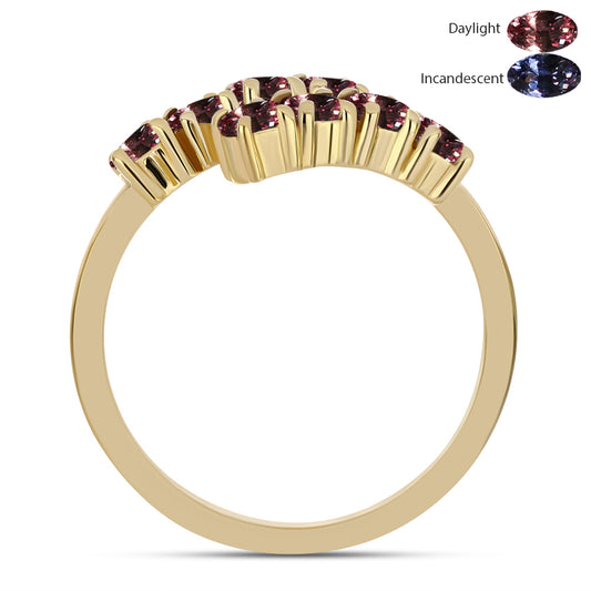 Anillo de Plata Bañada en Oro con Granate Multicolor de Tsivory