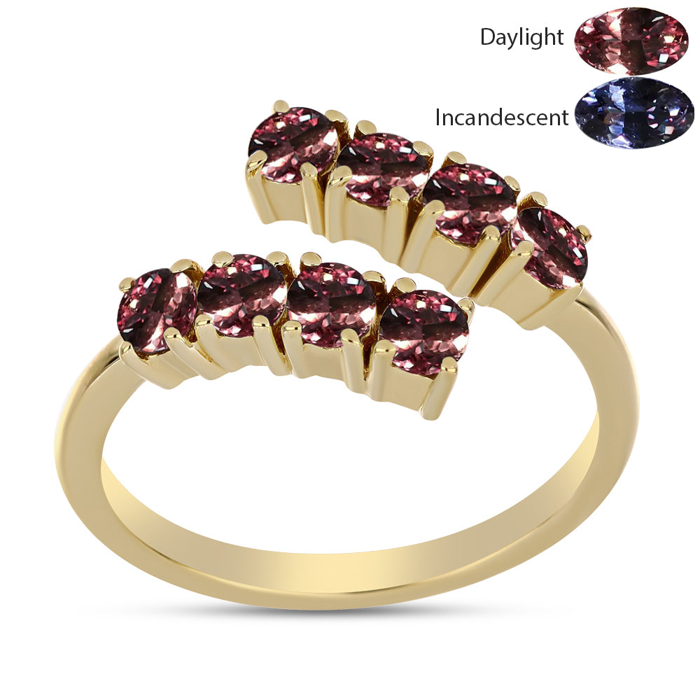 Anillo de Plata Bañada en Oro con Granate Multicolor de Tsivory