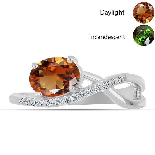 Anillo de Plata con Zultanita de Anatolia certificado y cultivado en laboratorio y Topacio Blanco