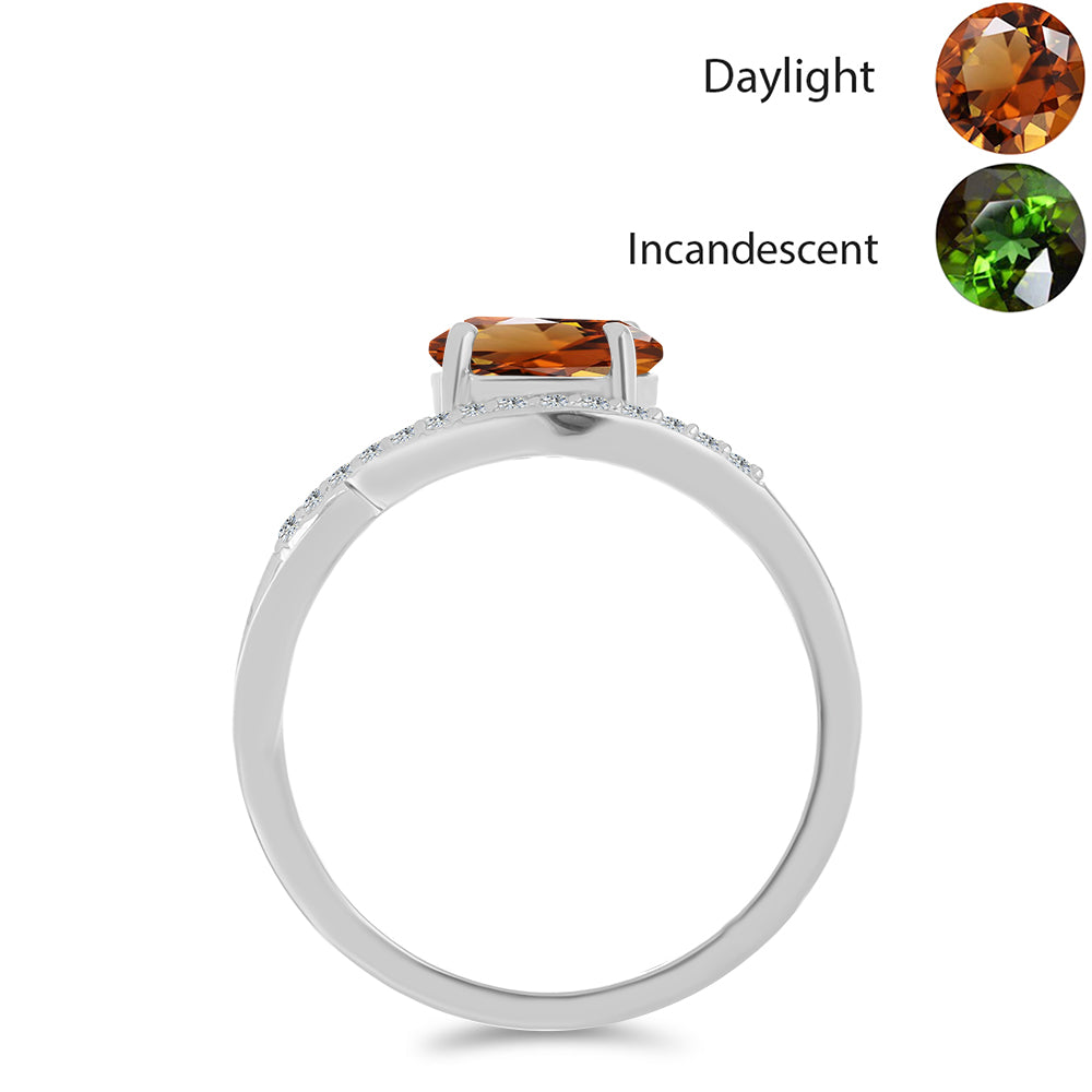 Anillo de Plata con Zultanita de Anatolia certificado y cultivado en laboratorio y Topacio Blanco 3 