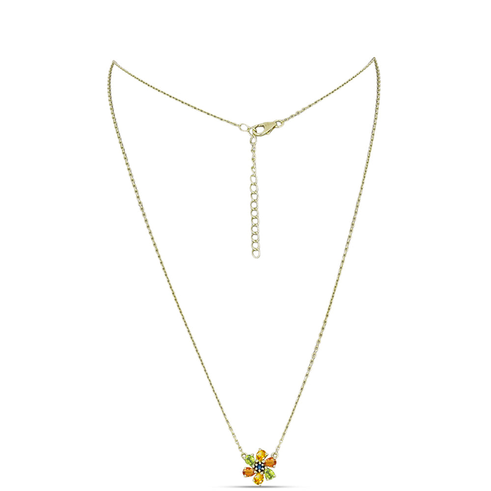 Collar de Plata Bañada en Oro con Zafiro Arco Iris 1 