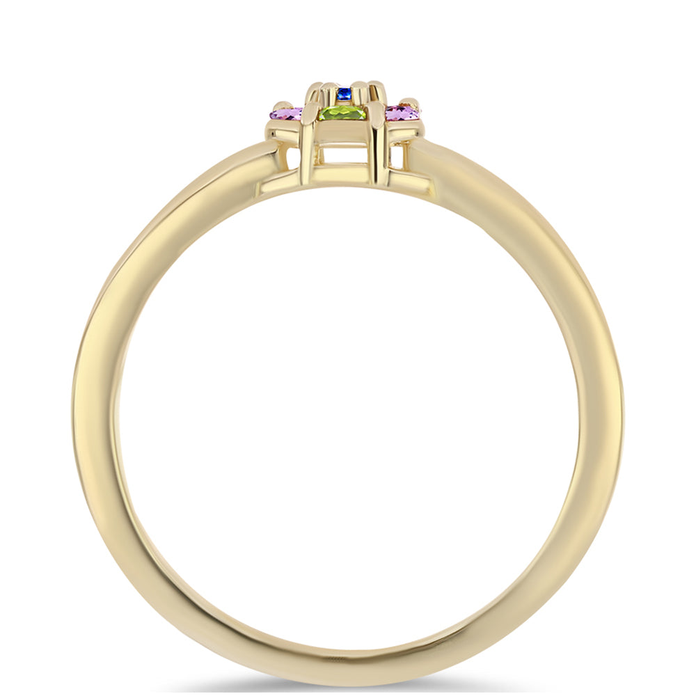 Anillo de Plata Bañada en Oro con Zafiro Arco Iris