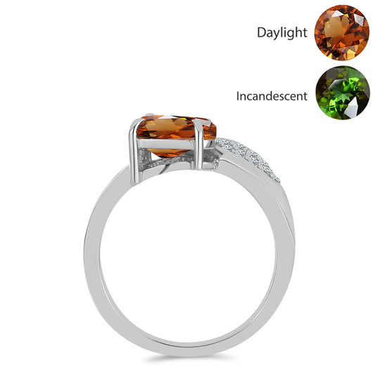 Anillo de Plata con Zultanita de Anatolia certificado y cultivado en laboratorio y Topacio Blanco