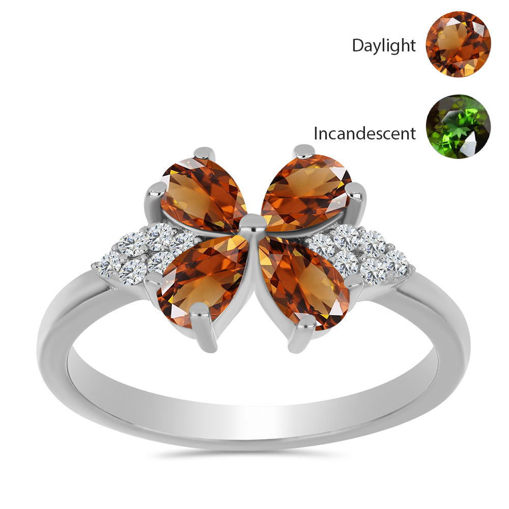 Anillo de Plata con Zultanita de Anatolia certificado y cultivado en laboratorio y Topacio Blanco 3 