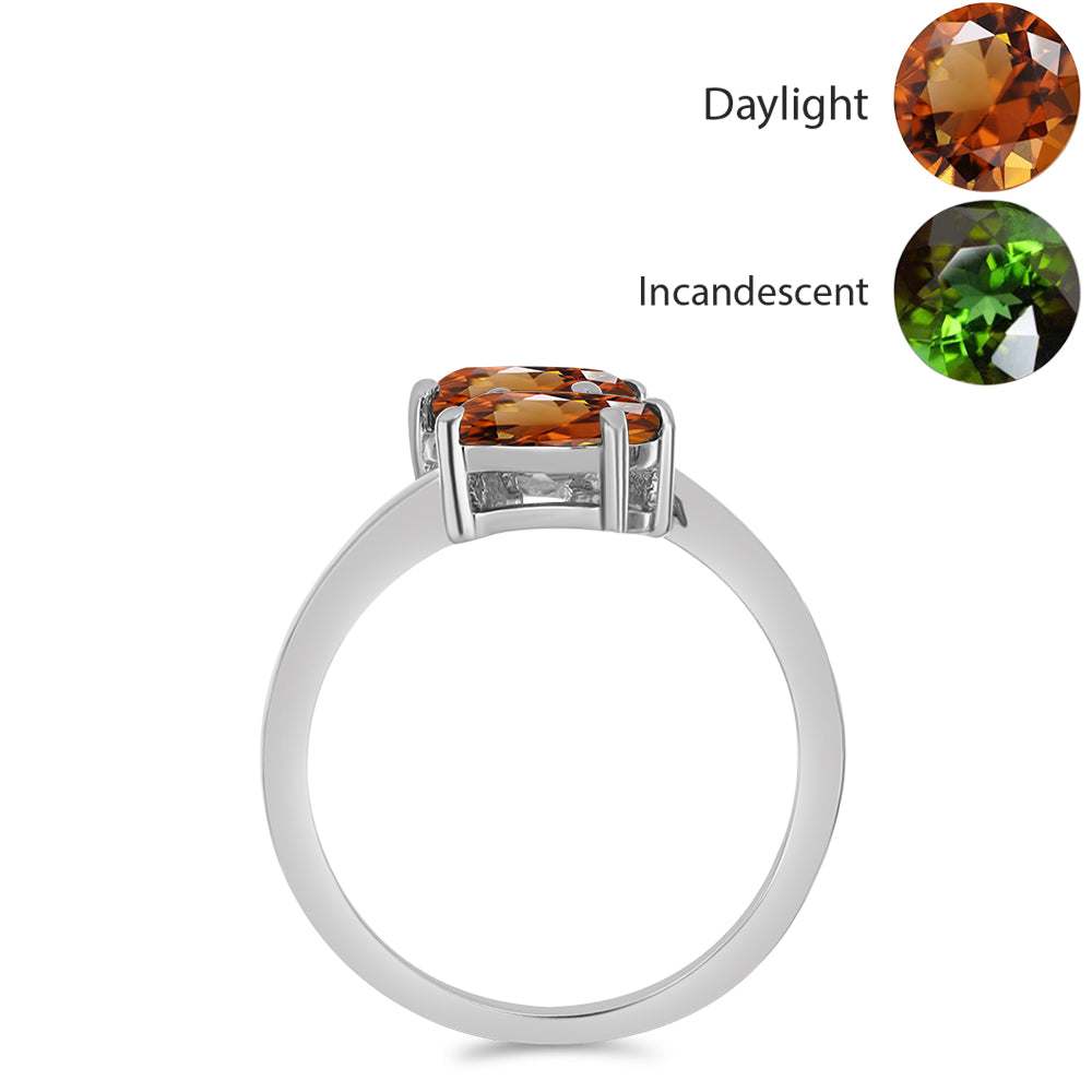 Anillo de Plata con Zultanita de Anatolia certificado y cultivado en laboratorio y Topacio Blanco 2 
