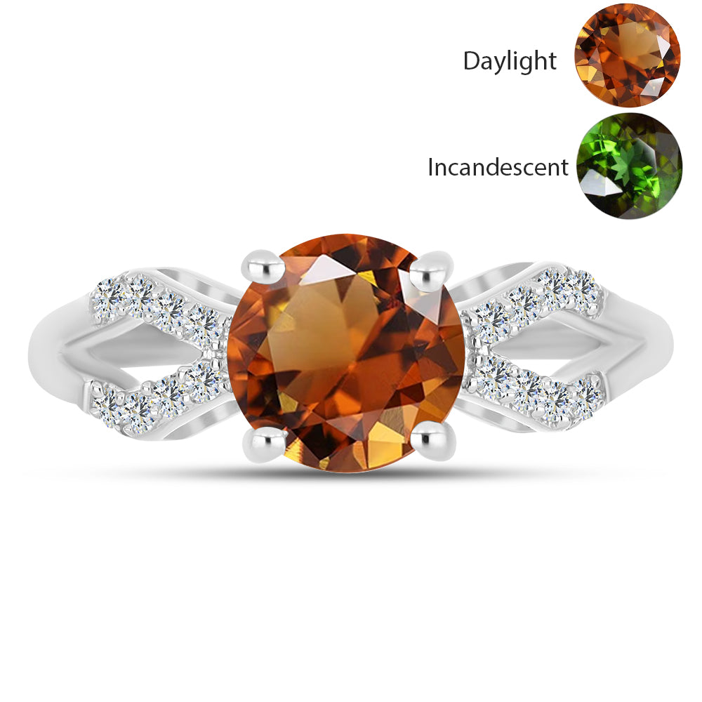 Anillo de Plata con Zultanita de Anatolia certificado y cultivado en laboratorio y Topacio Blanco 1 