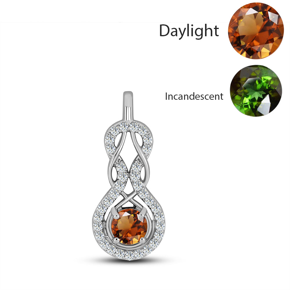 Colgante de Plata con Zultanita de Anatolia certificado y cultivado en laboratorio y Topacio Blanco 1 