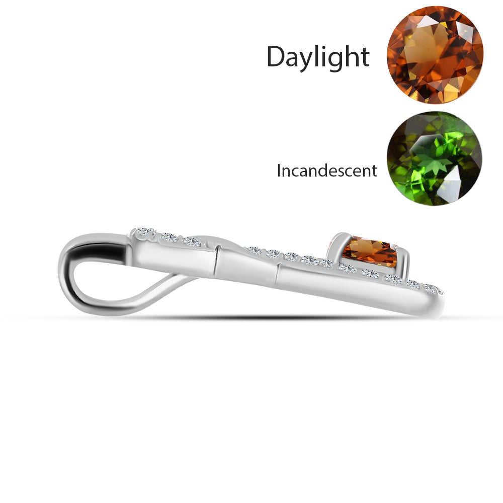 Colgante de Plata con Zultanita de Anatolia certificado y cultivado en laboratorio y Topacio Blanco 2 