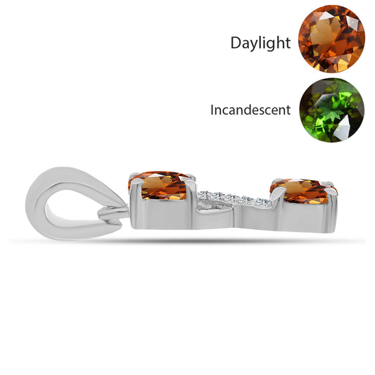 Colgante de Plata con Zultanita de Anatolia certificado y cultivado en laboratorio y Topacio Blanco