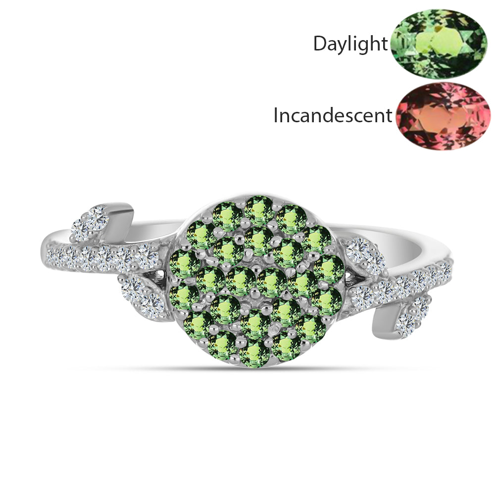 Anillo de Plata con Alejandrita natural y Topacio Blanco 1 