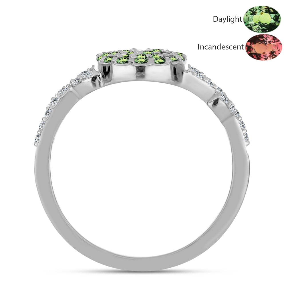 Anillo de Plata con Alejandrita natural y Topacio Blanco