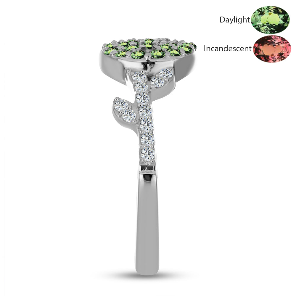 Anillo de Plata con Alejandrita natural y Topacio Blanco 4 