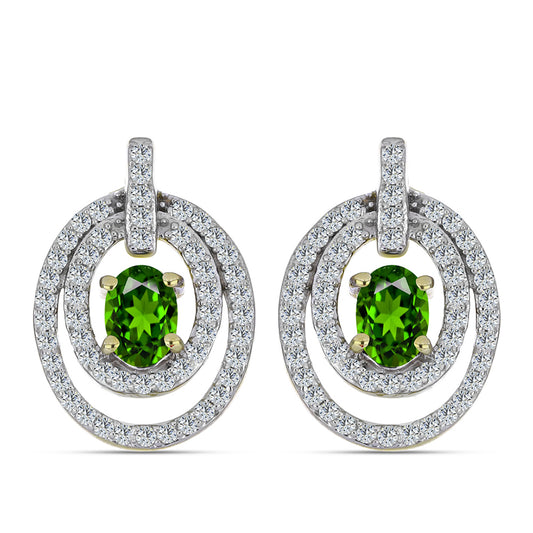 Pendientes de Plata Bañada en Oro con Zafiro Arco Iris y Topacio Blanco