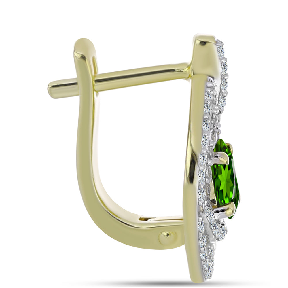 Pendientes de Plata Bañada en Oro con Zafiro Arco Iris y Topacio Blanco 2 